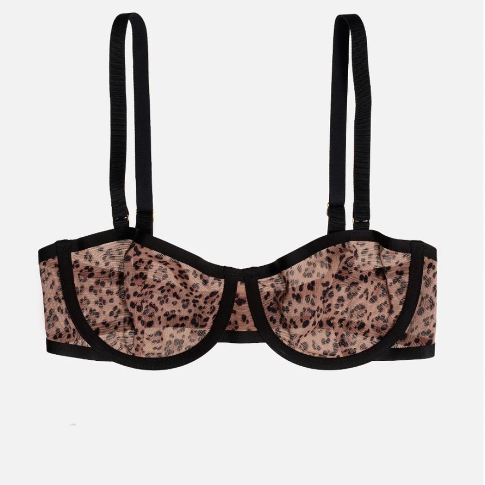 CUUP NEW The Balconette Mesh Leopard Print Bra 36B
